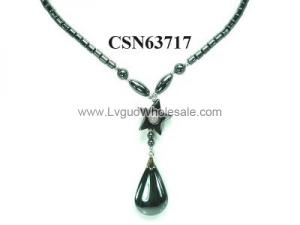 Hematite Stone Beads Drop Charm Choker Collar Pendant Necklace